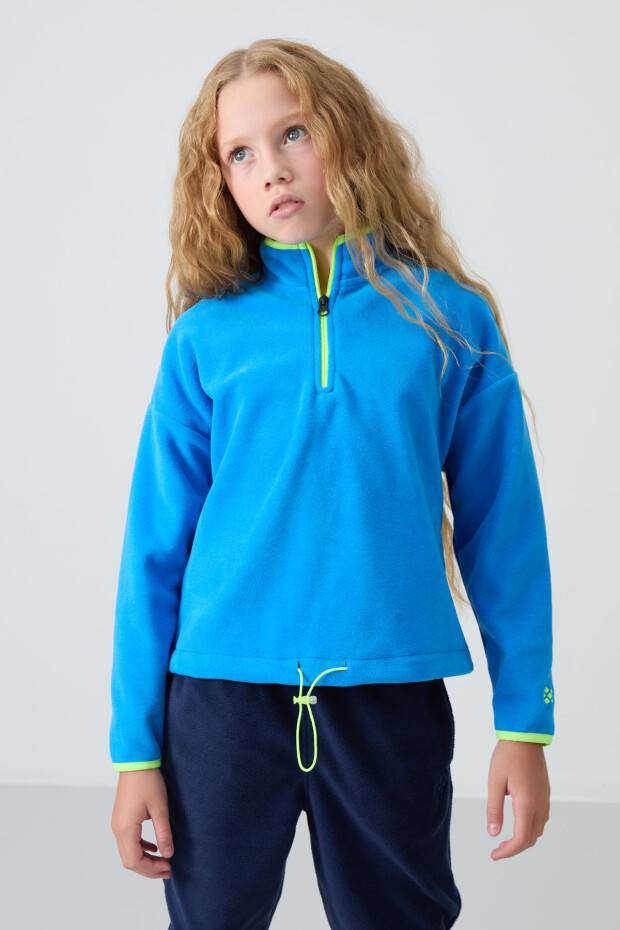 Saks Kalın Yumuşak Dokulu Standart Fit Nakışlı Polar Kız Çocuk Sweatshirt - 75151 - 2