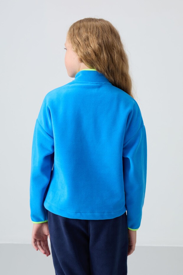 Saks Kalın Yumuşak Dokulu Standart Fit Nakışlı Polar Kız Çocuk Sweatshirt - 75151 - 5