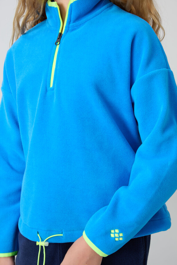 Saks Kalın Yumuşak Dokulu Standart Fit Nakışlı Polar Kız Çocuk Sweatshirt - 75151 - 3