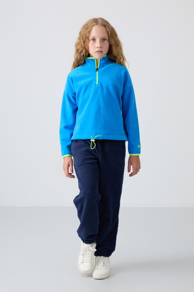 Saks Kalın Yumuşak Dokulu Standart Fit Nakışlı Polar Kız Çocuk Sweatshirt - 75151 - 4