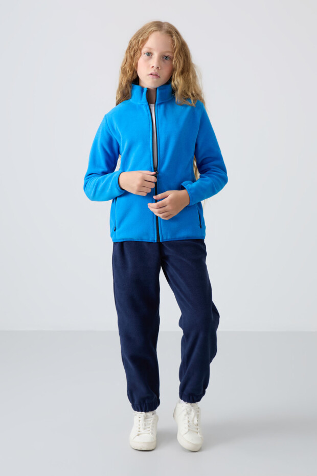 Saks Kalın Yumuşak Dokulu Standart Fit Nakışlı Polar Kız Çocuk Sweatshirt - 75154 - 2