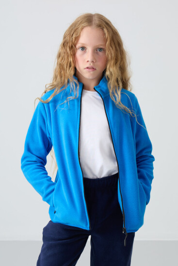 Saks Kalın Yumuşak Dokulu Standart Fit Nakışlı Polar Kız Çocuk Sweatshirt - 75154 