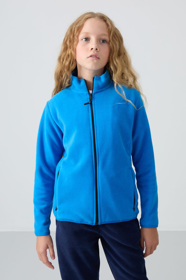 Saks Kalın Yumuşak Dokulu Standart Fit Nakışlı Polar Kız Çocuk Sweatshirt - 75154 - 4