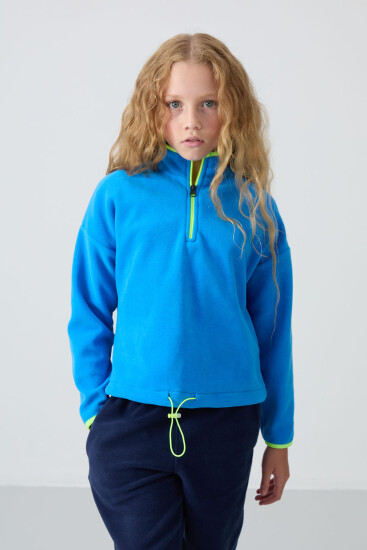Saks Kalın Yumuşak Dokulu Standart Fit Nakışlı Polar Kız Çocuk Sweatshirt - 75151 