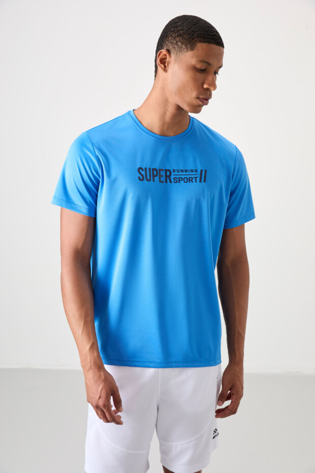 Saks Nefes Alan Dokulu İnce Esnek Standart Fit Erkek Performans T-Shirt - 88385 - 4