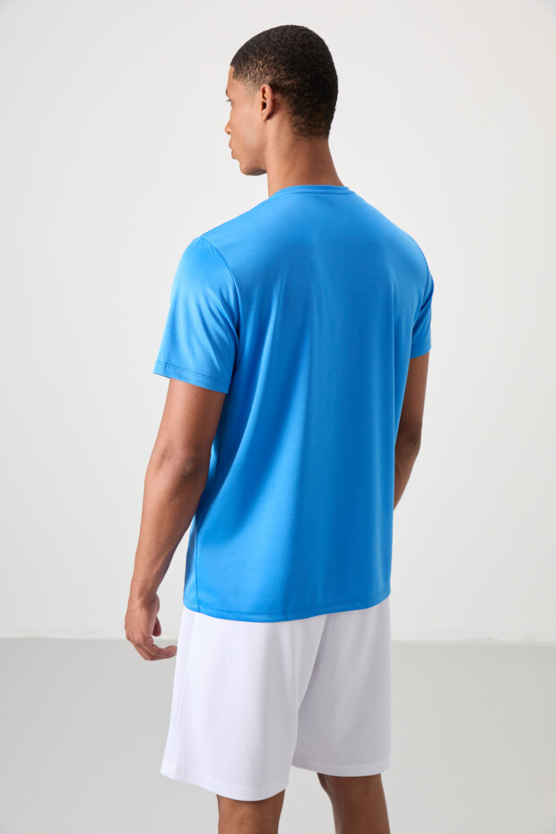 Saks Nefes Alan Dokulu İnce Esnek Standart Fit Erkek Performans T-Shirt - 88385 - 5