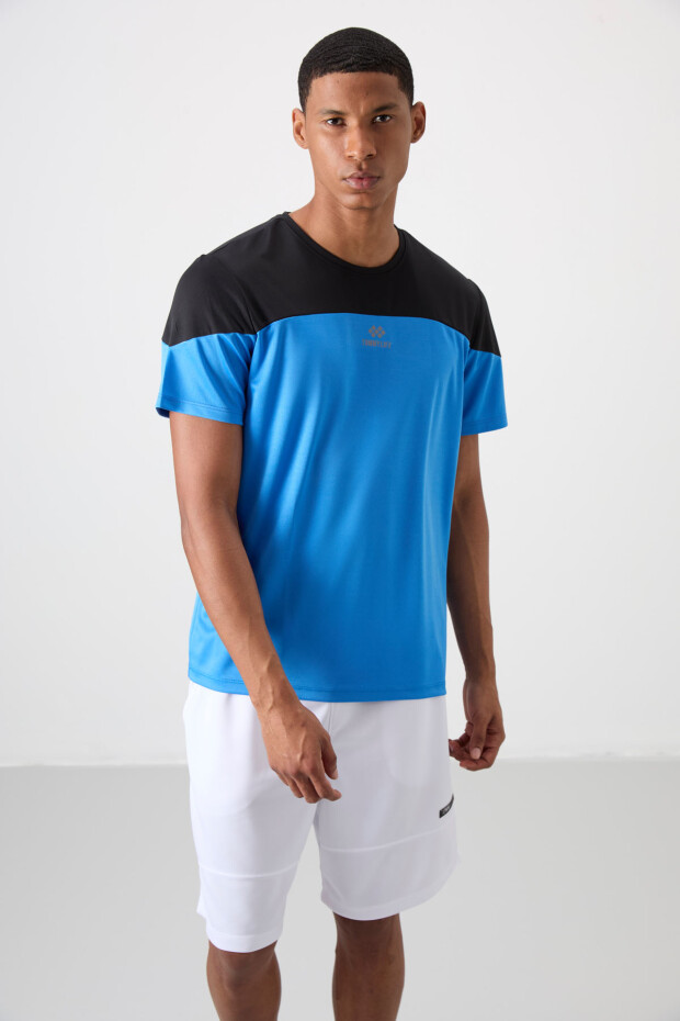 Saks Nefes Alan Dokulu İnce Esnek Standart Fit Erkek Performans T-Shirt - 88386 - 4
