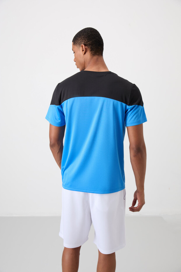 Saks Nefes Alan Dokulu İnce Esnek Standart Fit Erkek Performans T-Shirt - 88386 - 5