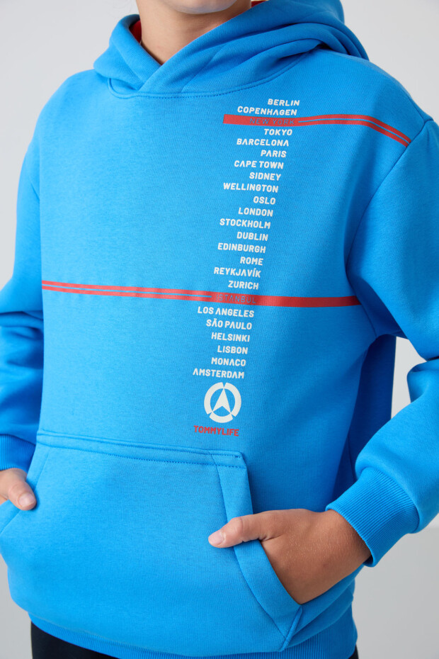 Saks Pamuklu Kalın İçi Tüylü Yumuşak Dokulu Standart Fit Baskılı Erkek Çocuk Sweatshirt - 11239 - 3