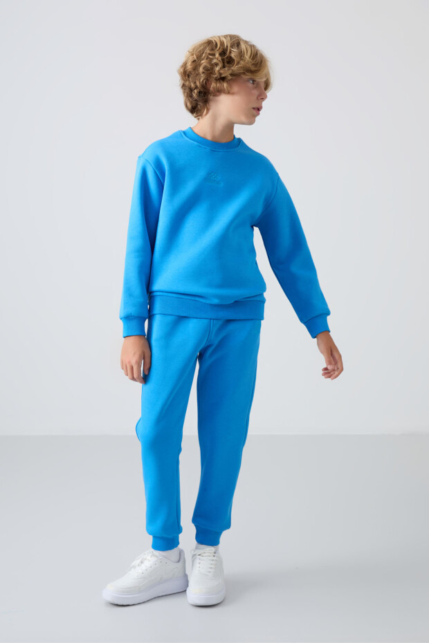 Saks Pamuklu Kalın İçi Tüylü Yumuşak Dokulu Standart Fit Nakışlı Erkek Çocuk Eşofman Takım - 11249 - 1