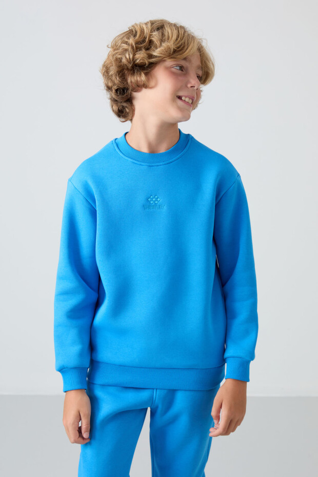 Saks Pamuklu Kalın İçi Tüylü Yumuşak Dokulu Standart Fit Nakışlı Erkek Çocuk Eşofman Takım - 11249 - 5
