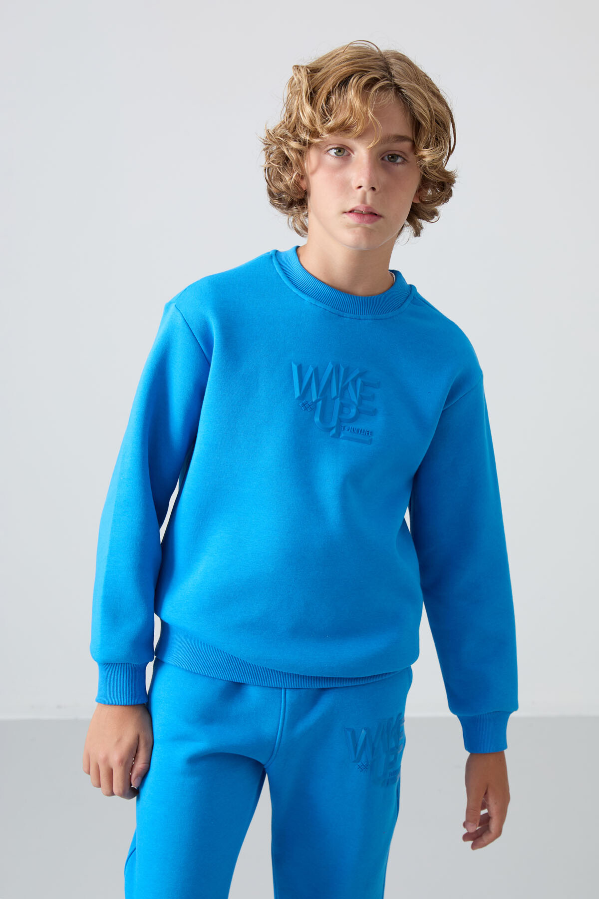 Saks Pamuklu Kalın İçi Tüylü Yumuşak Dokulu Standart Fit Baskılı Erkek Çocuk Eşofman Takım - 11253 - TOMMYLIFE (1)