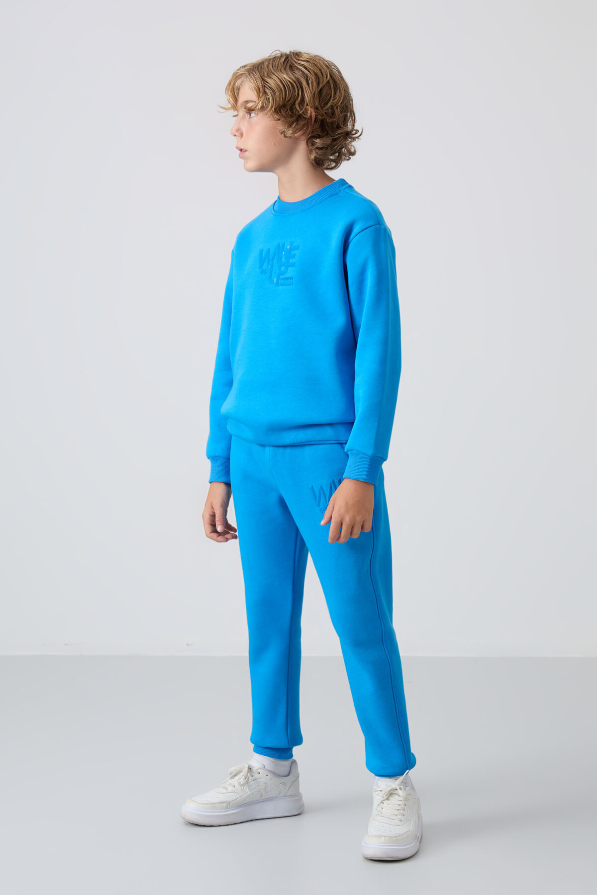 Saks Pamuklu Kalın İçi Tüylü Yumuşak Dokulu Standart Fit Baskılı Erkek Çocuk Eşofman Takım - 11253 - TOMMYLIFE