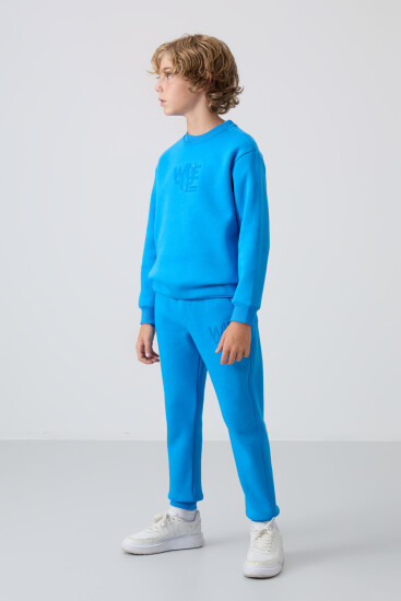 Saks Pamuklu Kalın İçi Tüylü Yumuşak Dokulu Standart Fit Baskılı Erkek Çocuk Eşofman Takım - 11253 - TOMMYLIFE