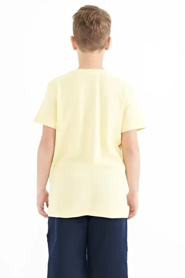 Sarı Yazı Baskılı O Yaka Standart Kalıp Erkek Çocuk T-Shirt - 11119 - 6