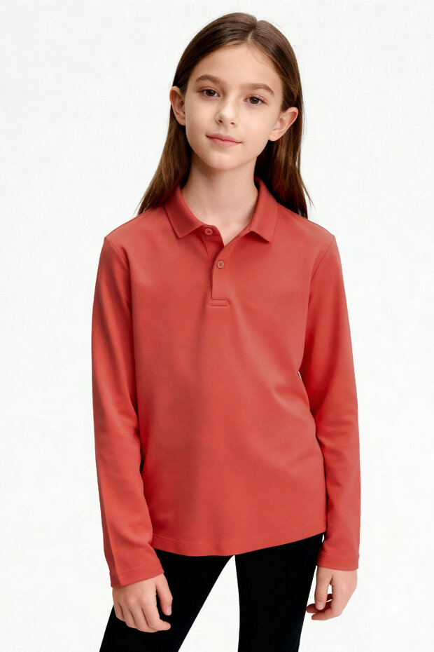 Basic Polo Yaka 2'li Paket Lacivert-Coral Unisex Çocuk T-Shirt - 11170 - 2