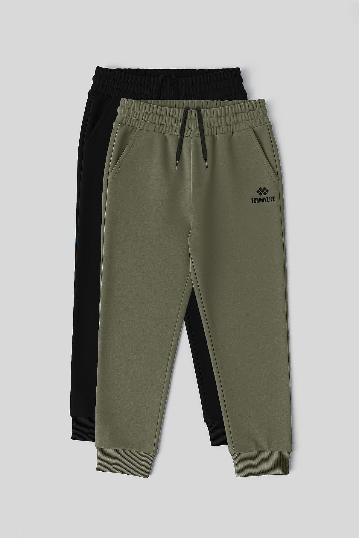 Standart Fit 2'li Paket Siyah-Haki Erkek Çocuk Eşofman Alt - 11205 - TOMMYLIFE