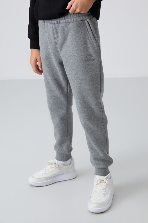 Standart Fit Basic 2'li Paket Siyah-Gri Melanj Erkek Çocuk Eşofman Alt - 11224 - 5