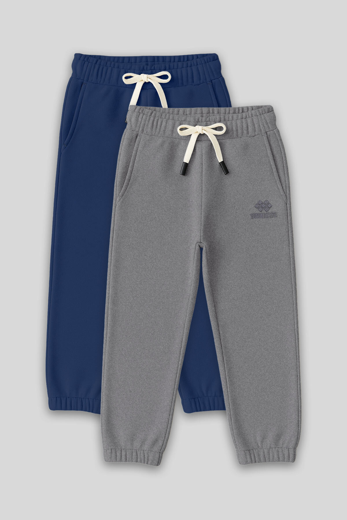 Standart Fit Basic 2'li Paket Parlament-Gri Melanj Erkek Çocuk Eşofman Alt - 11225 - TOMMYLIFE