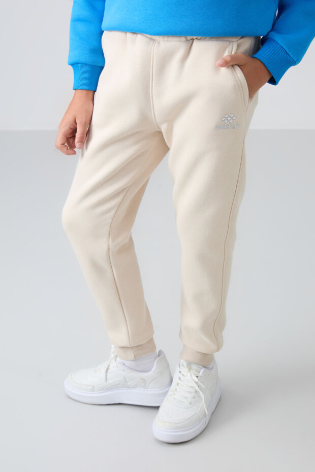 Standart Fit Basic 2'li Paket Lacivert-Bej Erkek Çocuk Eşofman Alt - 11224 - 2