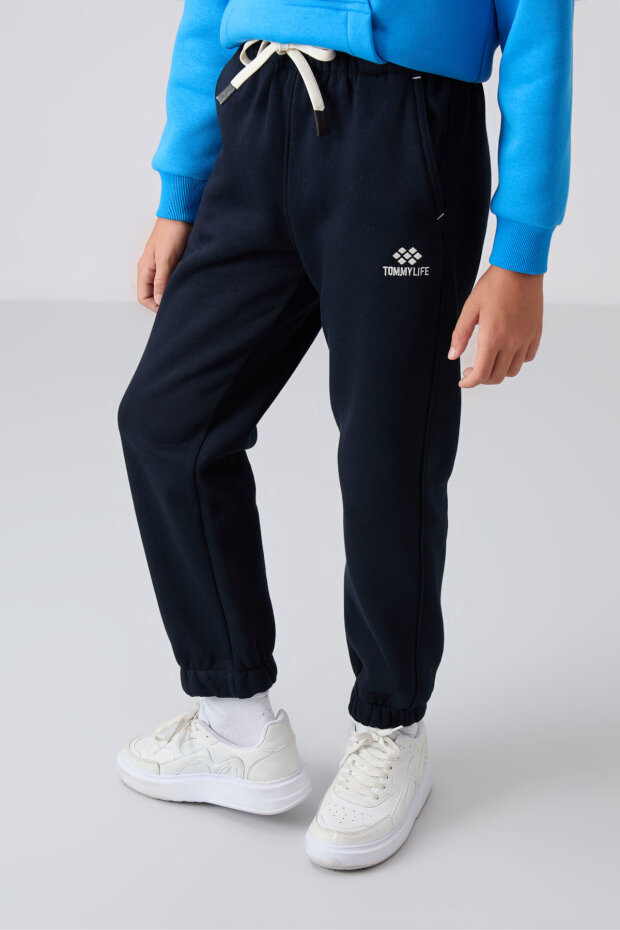 Standart Fit Basic 2'li Paket Lacivert-Gri Melanj Erkek Çocuk Eşofman Alt - 11225 - 2