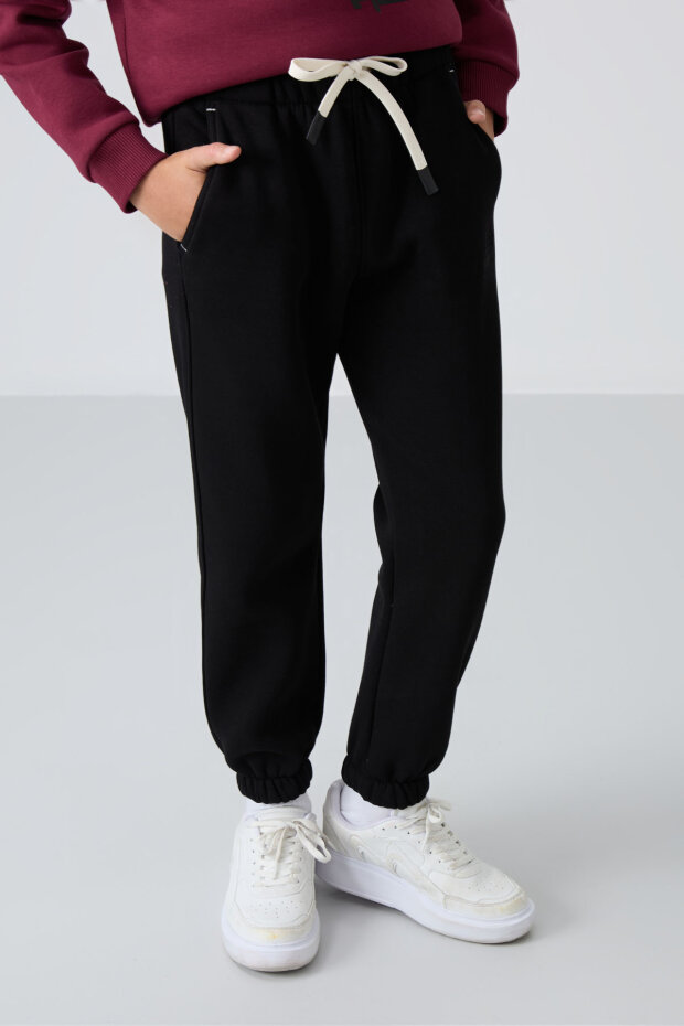 Standart Fit Basic 2'li Paket Siyah-Bej Erkek Çocuk Eşofman Alt - 11225 - 4