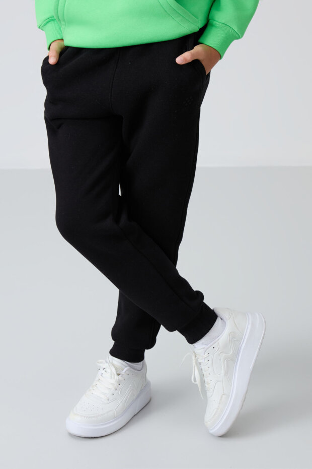Standart Fit Basic 2'li Paket Siyah-Gri Melanj Erkek Çocuk Eşofman Alt - 11224 - 2