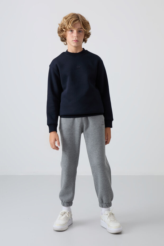 Standart Fit 2'li Paket Lacivert-Saks Erkek Çocuk Sweatshirt - 11232 - 5