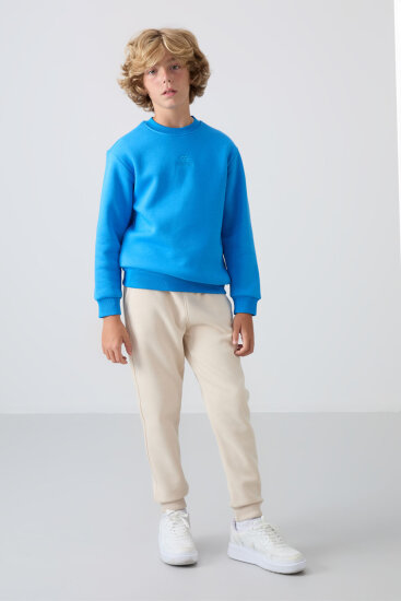 Standart Fit 2'li Paket Lacivert-Saks Erkek Çocuk Sweatshirt - 11232 - TOMMYLIFE (1)