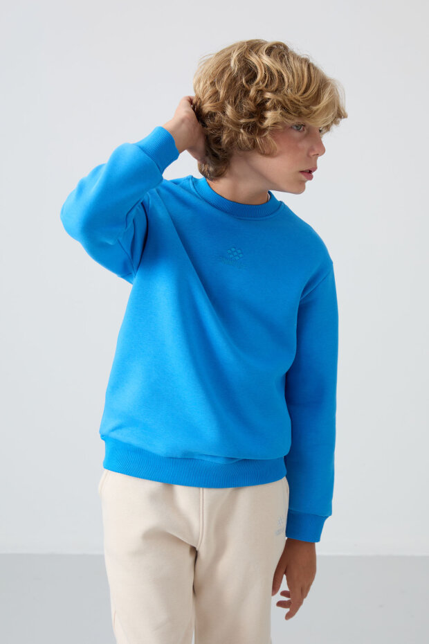 Standart Fit 2'li Paket Lacivert-Saks Erkek Çocuk Sweatshirt - 11232 - 4