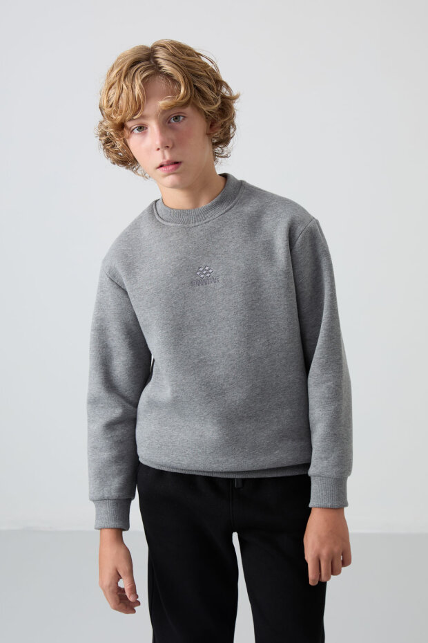 Standart Fit 2'li Paket Siyah-Gri Melanj Erkek Çocuk Sweatshirt - 11232 - 3
