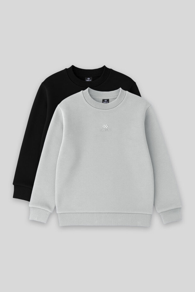 Standart Fit 2'li Paket Siyah-Taş Erkek Çocuk Sweatshirt - 11232 - 1