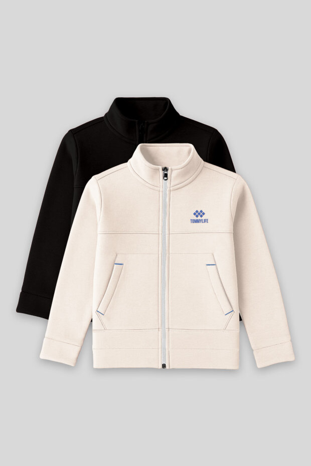 Standart Fit 2'li Paket Siyah-Bej Erkek Çocuk Sweatshirt - 11245 - 1