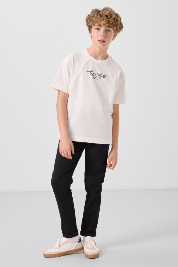 Standart Fit 2'li Paket Siyah-Taş Erkek Çocuk Chino Pantolon - 11272 - 5