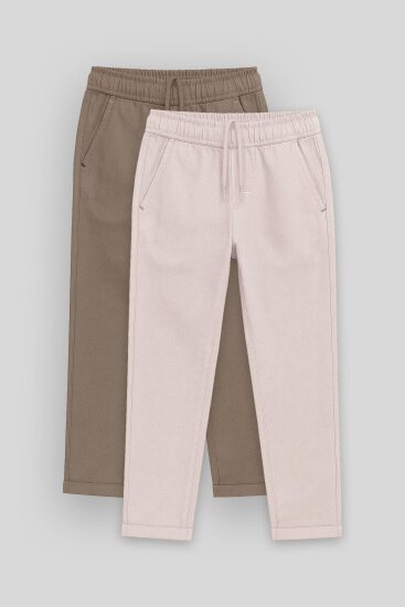 Standart Fit 2'li Paket Camel-Taş Erkek Çocuk Chino Pantolon - 11272 