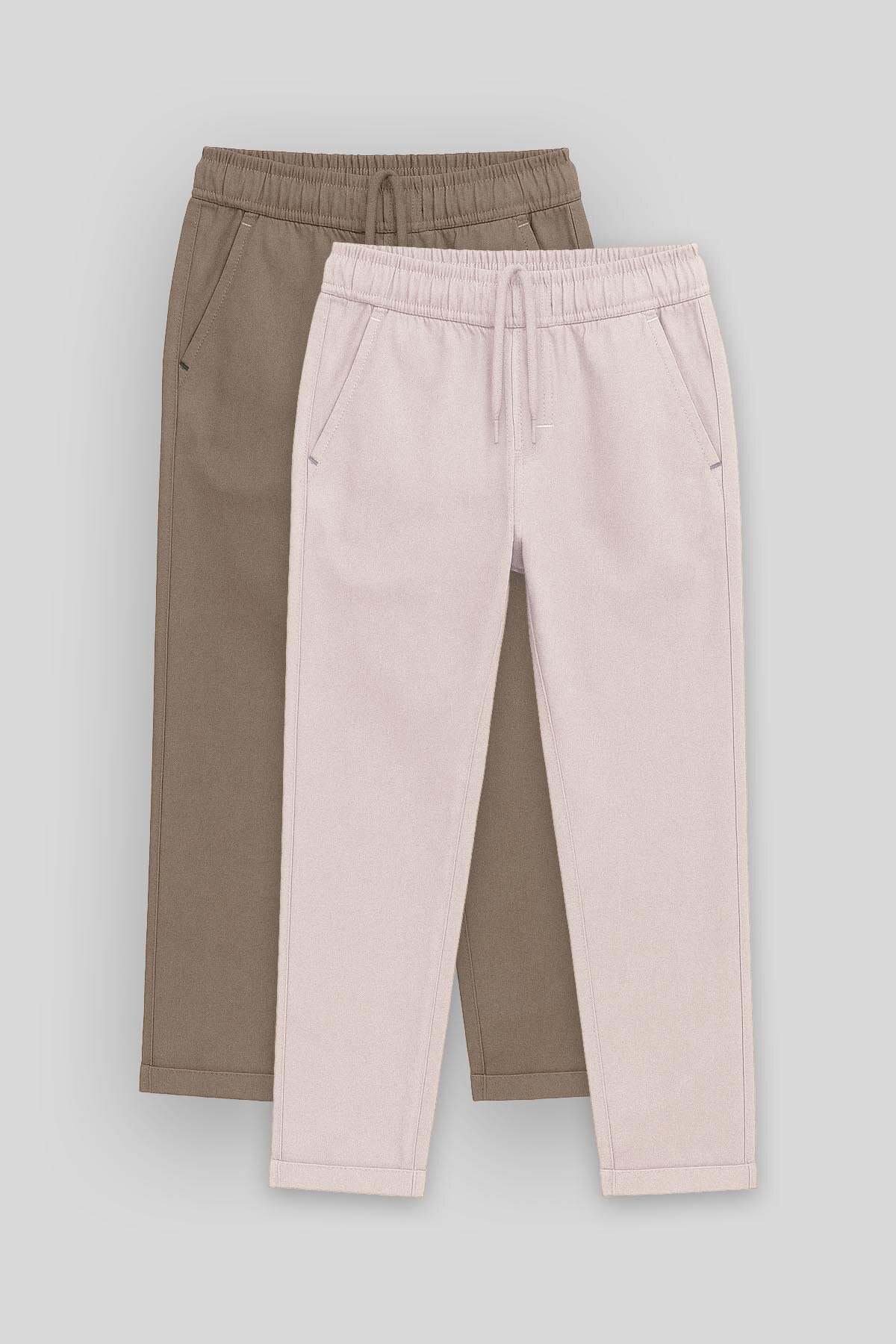 Standart Fit 2'li Paket Camel-Taş Erkek Çocuk Chino Pantolon - 11272 - TOMMYLIFE