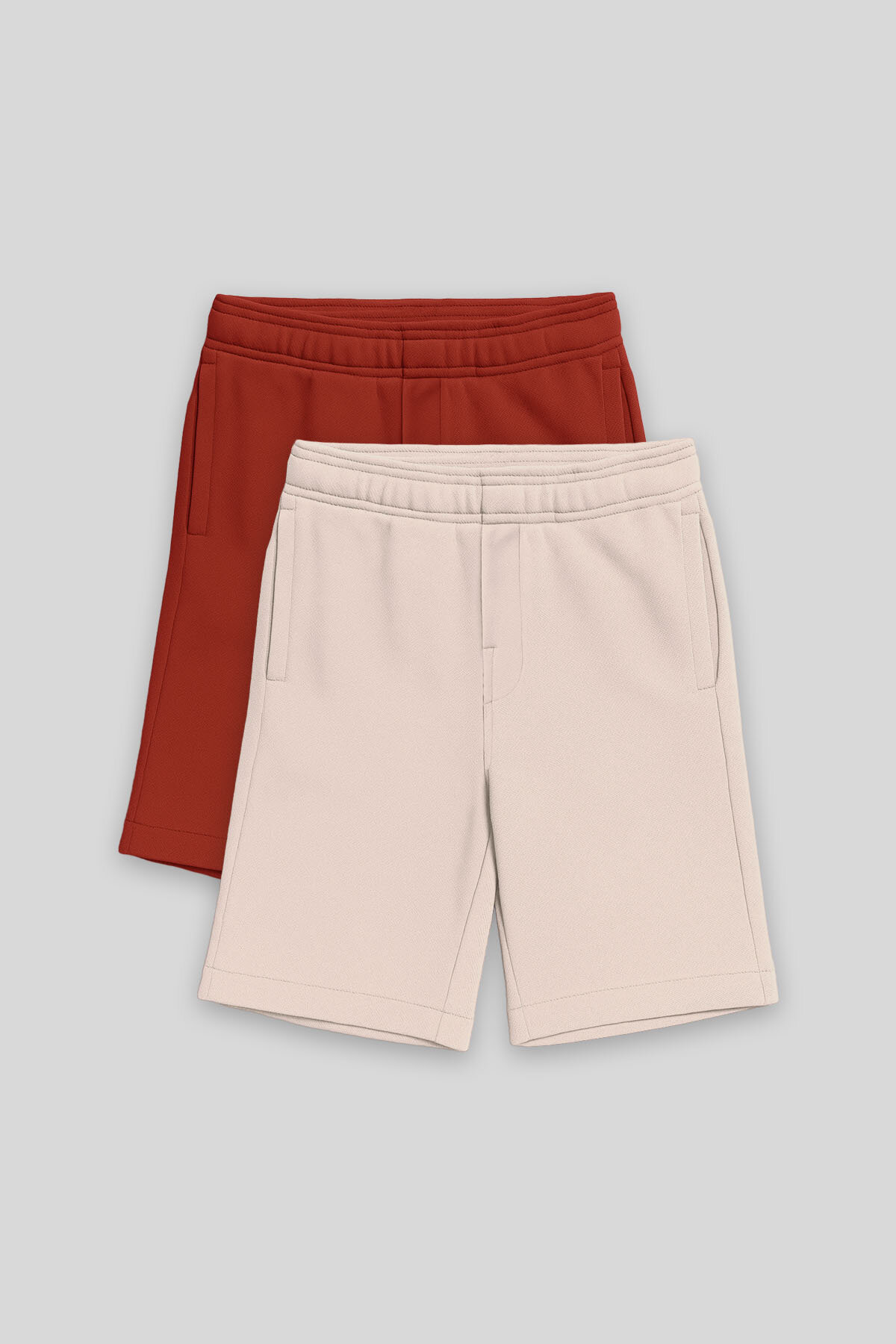 Standart Fit Basic 2'li Paket Bej-Kiremit Erkek Çocuk Şort - 11293 - TOMMYLIFE