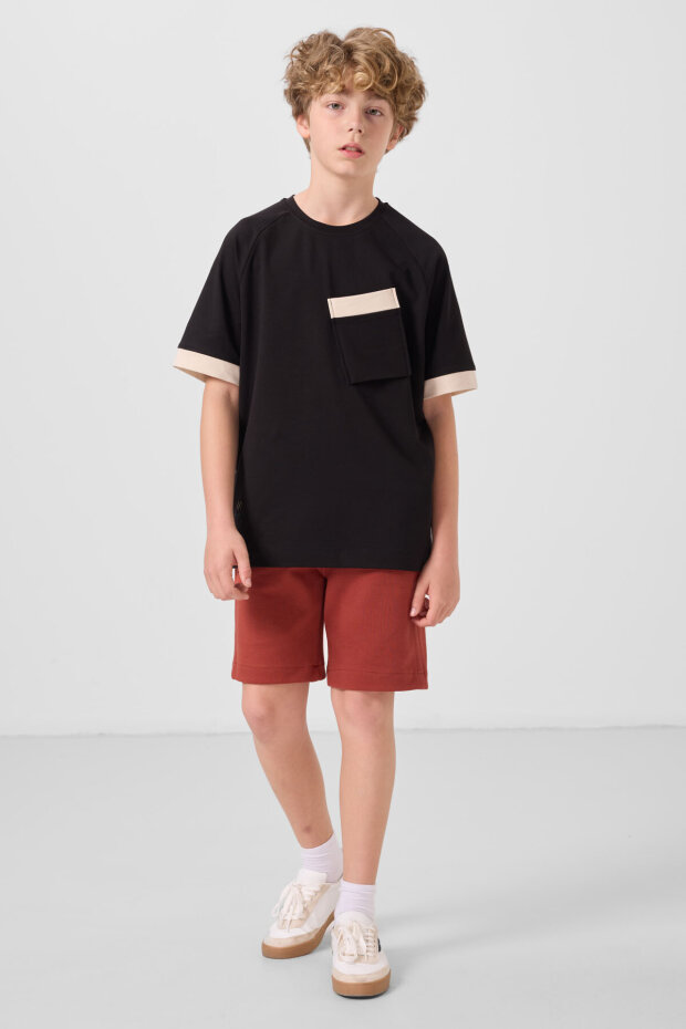 Standart Fit Basic 2'li Paket Bej-Kiremit Erkek Çocuk Şort - 11293 - 3