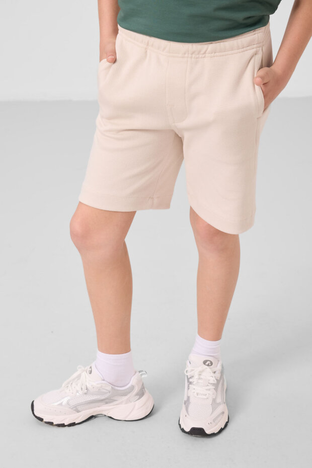 Standart Fit Basic 3'lü Paket Siyah-Çam Yeşili-Bej Erkek Çocuk Şort - 11293 - 3