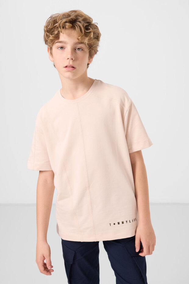 Basic Oversize O Yaka 3'lü Paket Siyah-Bej-Açık Yeşil Erkek Çocuk T-Shirt - 11297 - 4