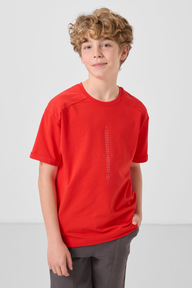 Oversize Fit Baskılı 3'lü Paket Siyah-Fiesta-Açık Mavi Erkek Çocuk T-Shirt - 11301 - 2