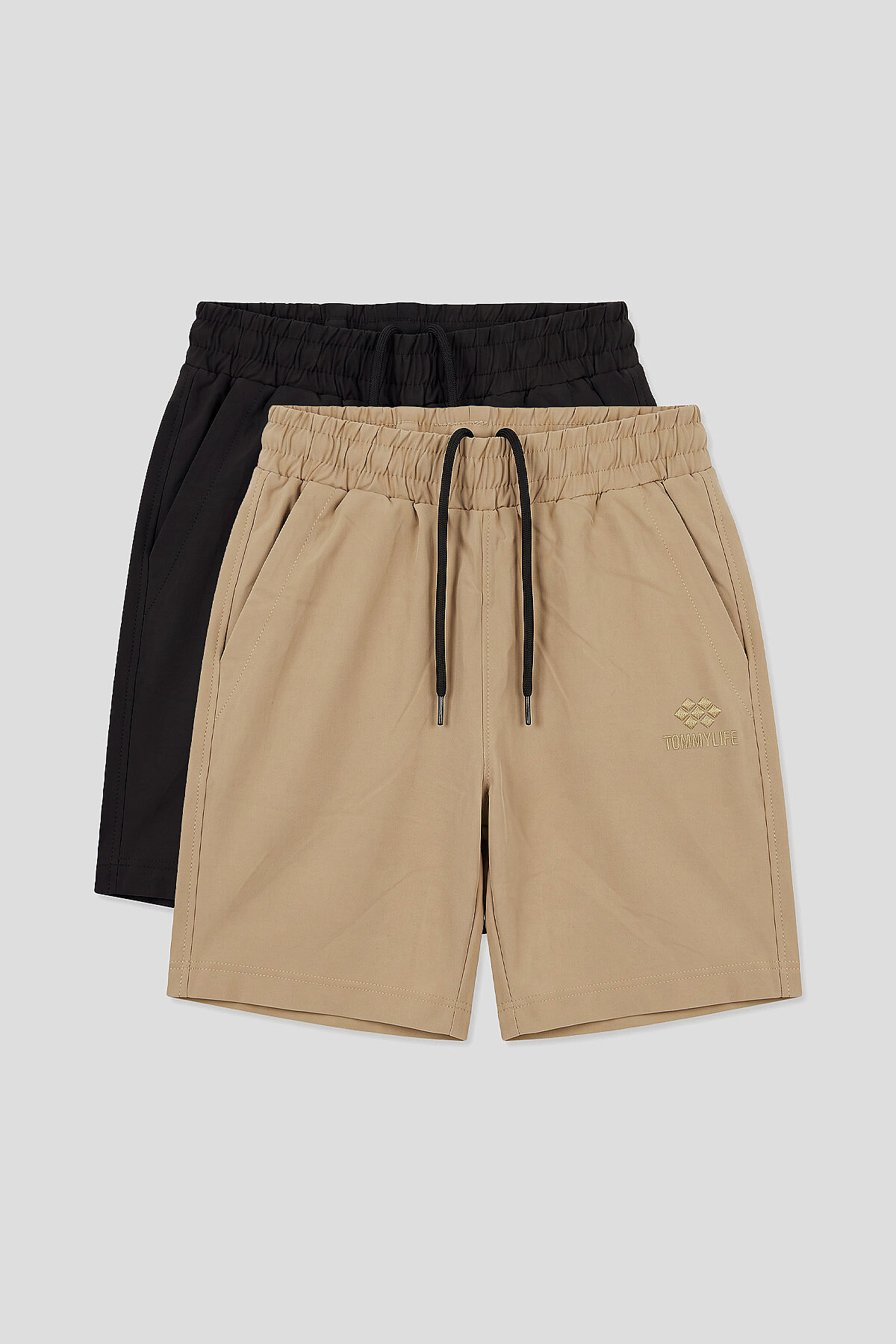 Standart Fit Basic Performans 2'li Paket Siyah-Bej Erkek Çocuk Şort - 11303 - TOMMYLIFE