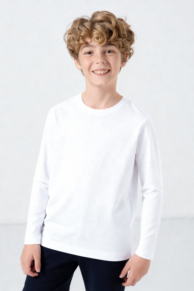 Standart Fit Basic O Yaka 2'li Paket Beyaz Unisex Çocuk T-Shirt - 3