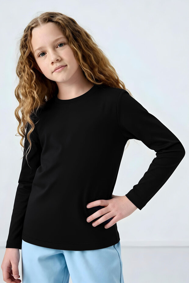 Standart Fit Basic O Yaka 2'li Paket Siyah Unisex Çocuk T-Shirt - 5