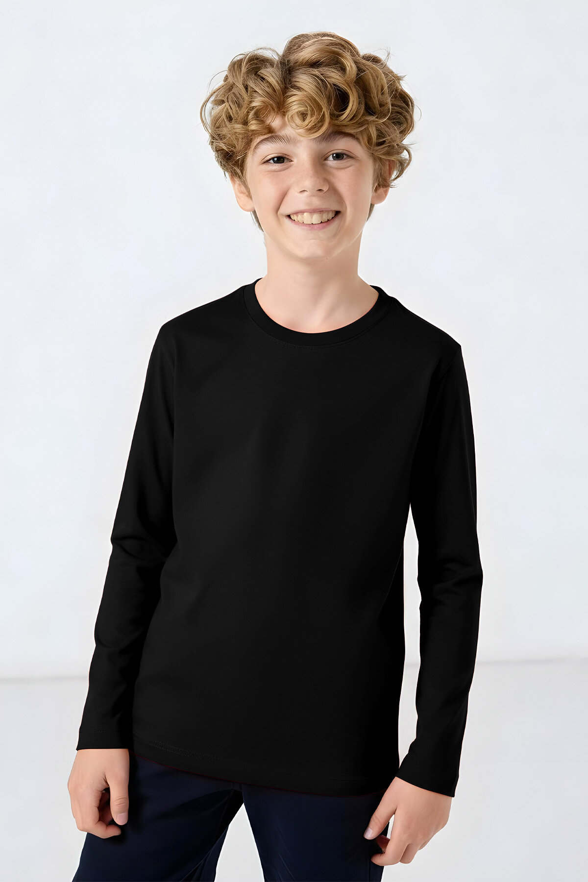 Standart Fit Basic O Yaka 2'li Paket Siyah Unisex Çocuk T-Shirt - TOMMYLIFE (1)