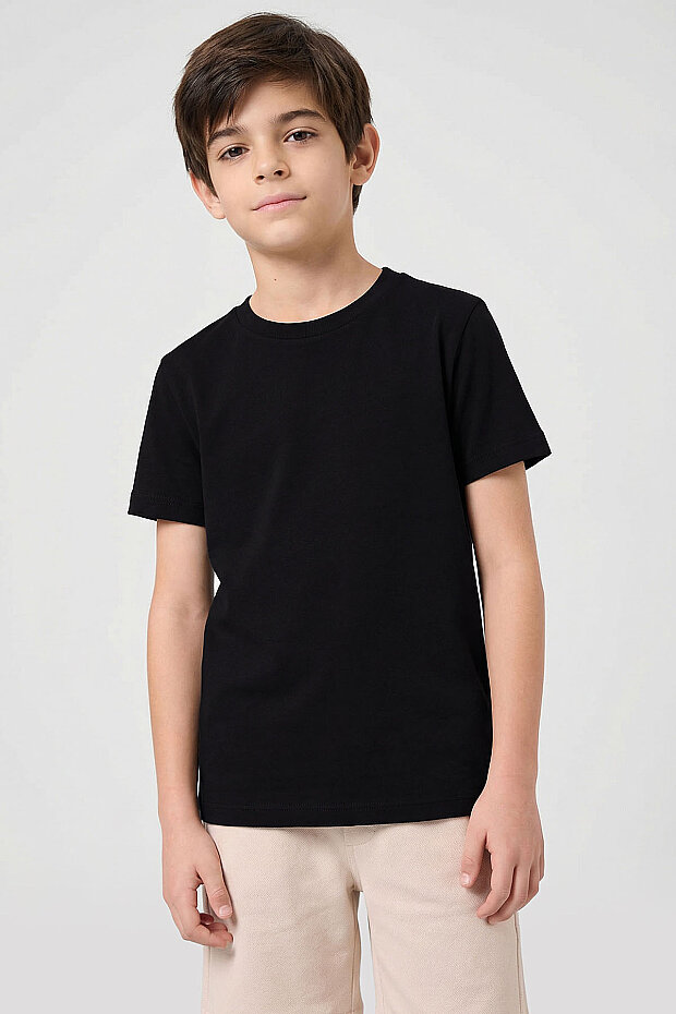Standart Fit Basic O Yaka 2'li Paket Siyah Unisex Çocuk T-Shirt - 4