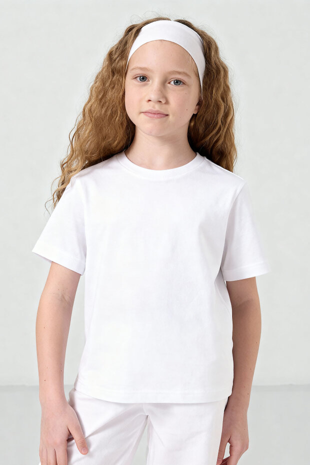 Standart Fit Basic O Yaka 3'lü Paket Gri Melanj-Antrasit-Beyaz Unisex Çocuk T-Shirt - 11328 - 2