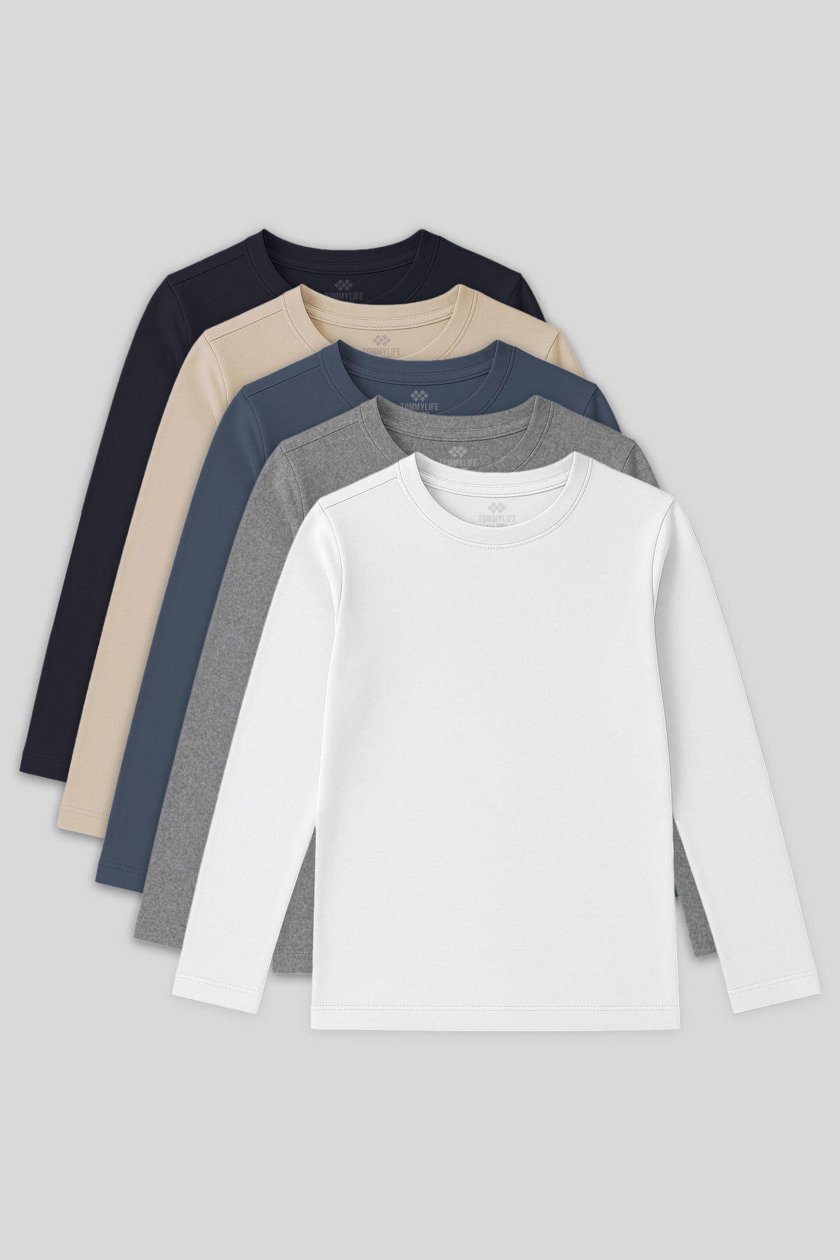 Standart Fit Basic O Yaka 5'li Paket Unisex Çocuk T-Shirt - 11329 - TOMMYLIFE