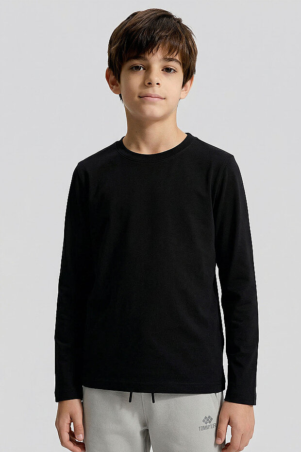 Standart Fit Basic O Yaka 2'li Paket Siyah-Beyaz Unisex Çocuk T-Shirt - 11329 - 2