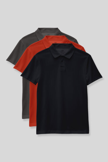 Standart Fit Basic Polo Yaka 3'lü Paket Lacivert-Koyu Gri-Fiesta Unisex Çocuk T-Shirt - 11330 